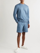 Mr P. - Cold-Dyed Organic Cotton-Jersey Drawstring Shorts - Blue