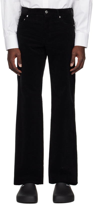 Photo: We11done Black Two Tucks Low-Rise Wide-Fit Trousers