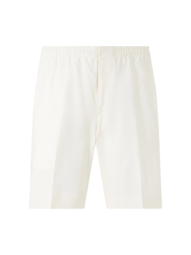 Photo: Zegna - Straight-Leg Pleated Linen Drawstring Shorts - White