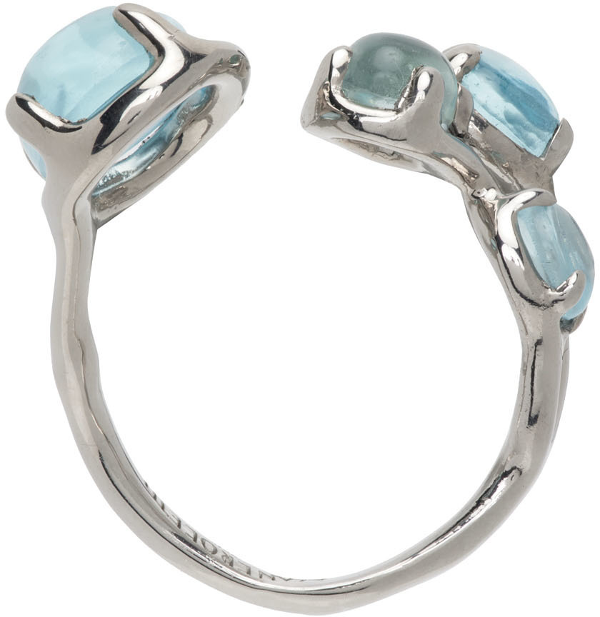 Alan Crocetti SSENSE Exclusive Silver Topaz Droplet Ring