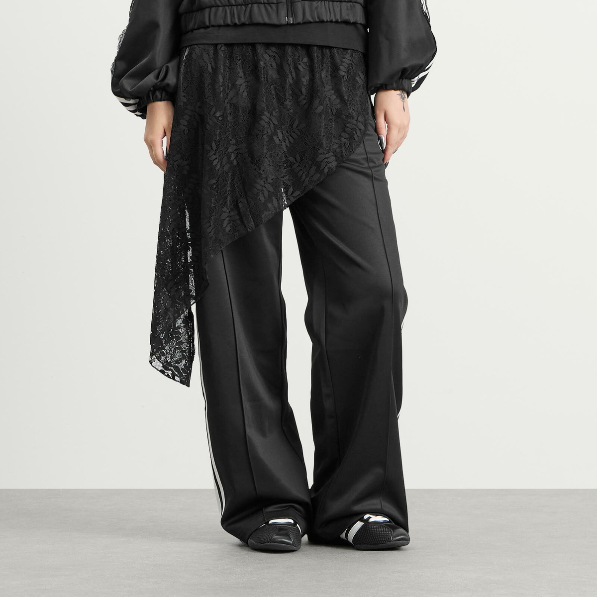 Adidas Women's 2 in 1 Lace Firebird Track Pant in Black