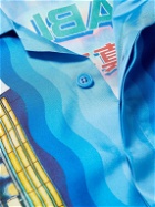 Casablanca - Camp-Collar Printed Silk-Twill Shirt - Blue