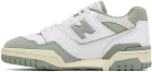 New Balance Green & White 550 Sneakers
