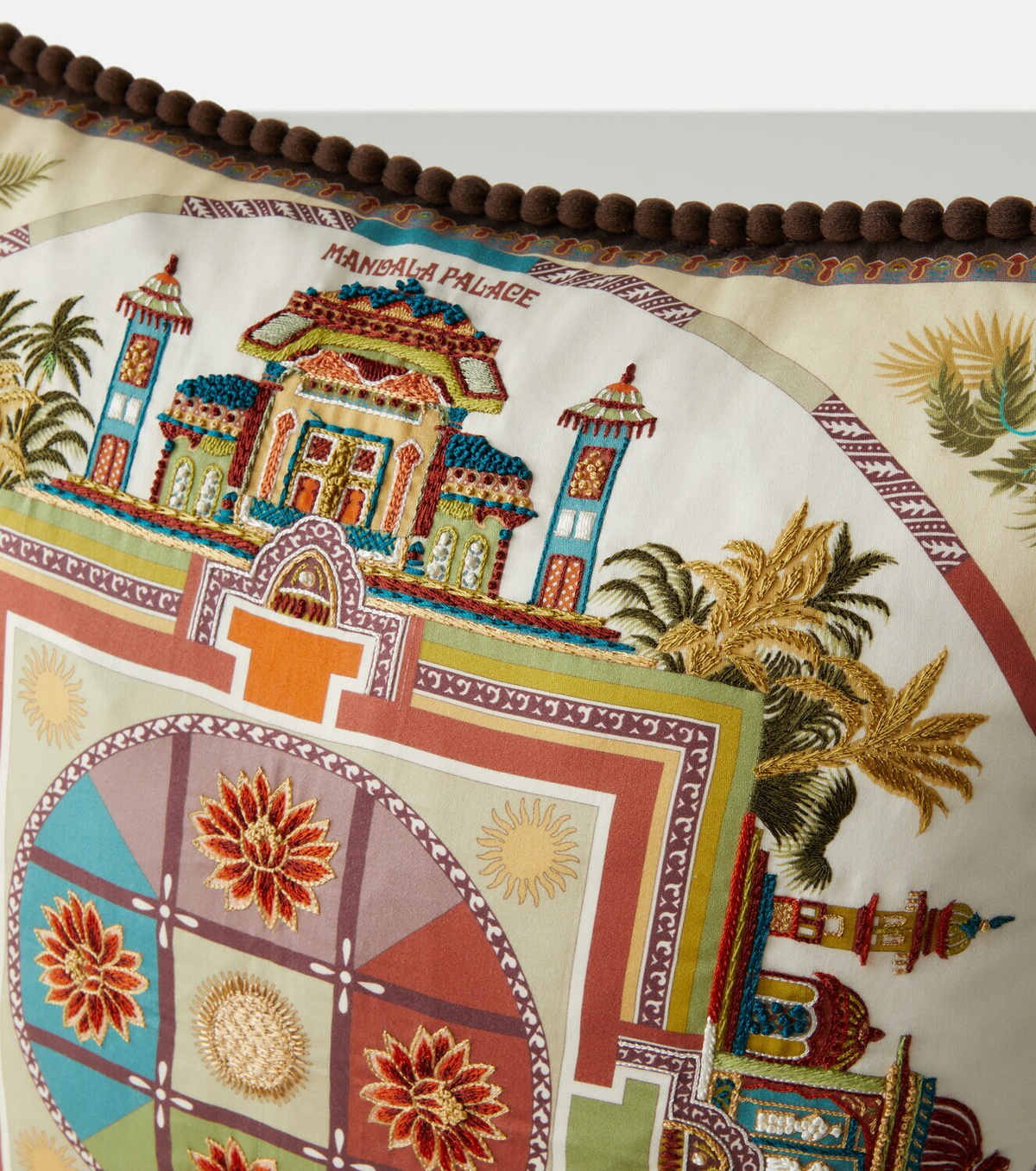 Etro Embroidered cotton cushion