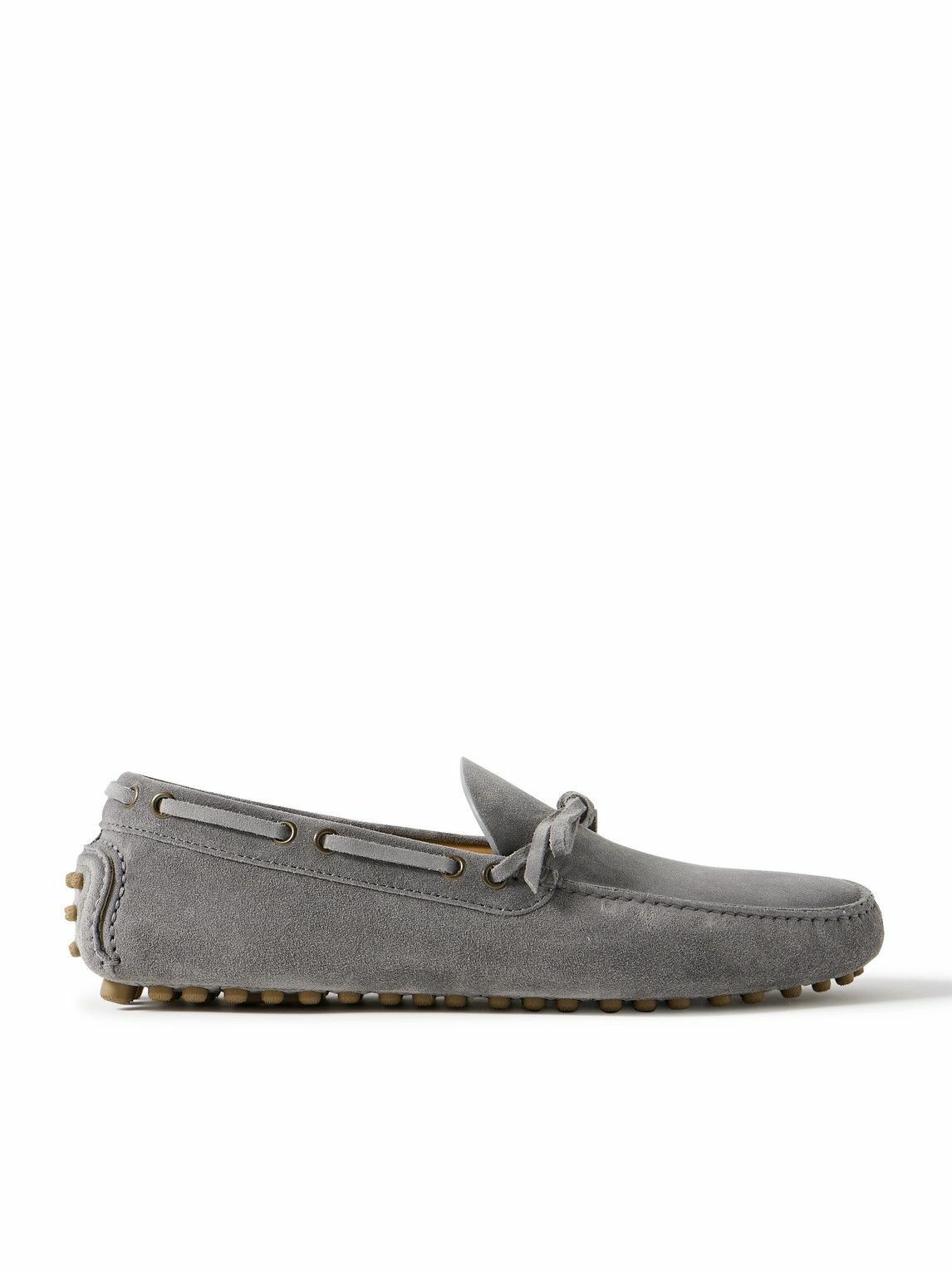 Photo: Brunello Cucinelli - Suede Driving Shoes - Gray