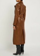 Nour Hammour Scarlett Belted Leather Trench Coat Brown