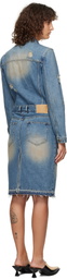 We11done Blue Washed Denim Midi Dress