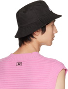 GCDS Black Cotton Reversible Bucket Hat