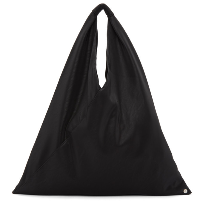 MM6 Maison Martin Margiela Black Faux-Leather Triangle Tote MM6