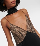 Khaite Candita lace-trimmed silk maxi dress