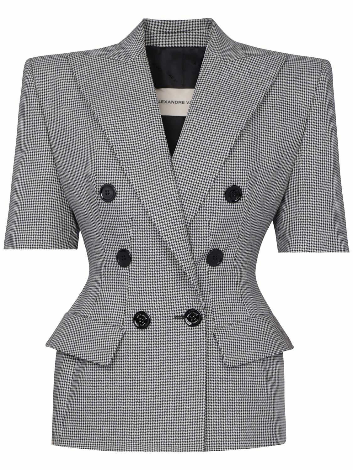 ALEXANDRE VAUTHIER - Wool Blend Check Short Sleeved Jacket