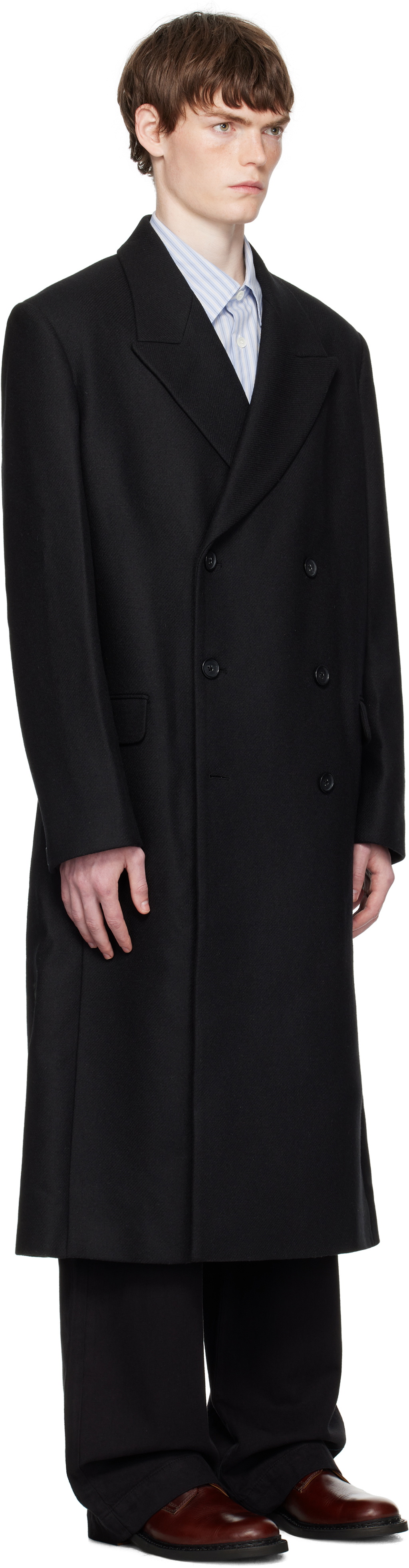HOPE Black Relaxed Double Breasted Coat