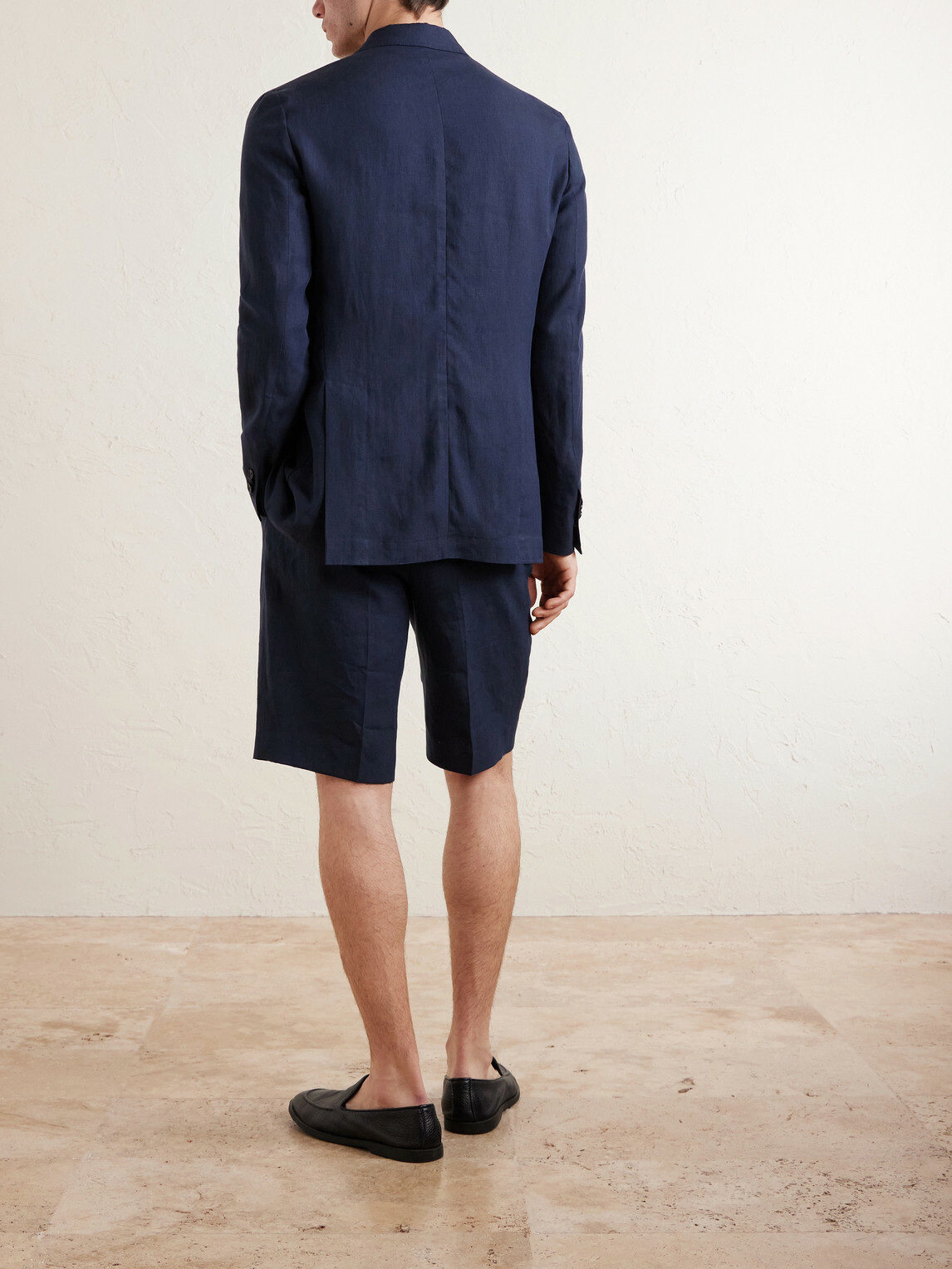 De Petrillo - Linen Single-Breasted Blazer - Blue