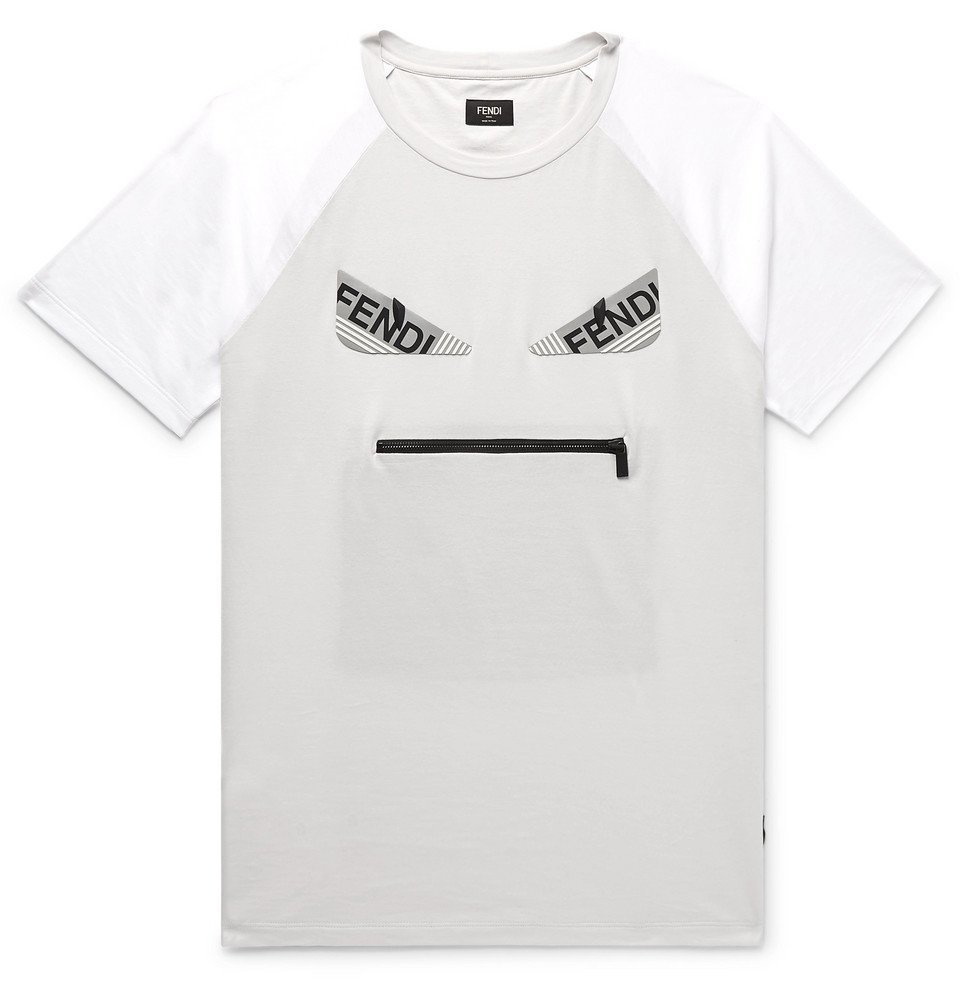 Fendi - Bag Bugs Logo-Appliquéd T-Shirt - Men - Gray
