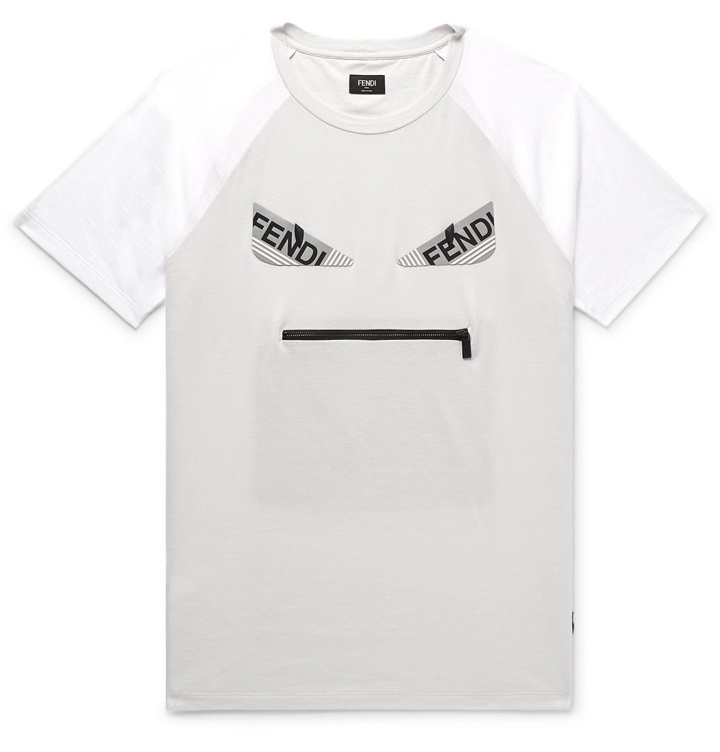Photo: Fendi - Bag Bugs Logo-Appliquéd Cotton-Jersey T-Shirt - Men - Gray