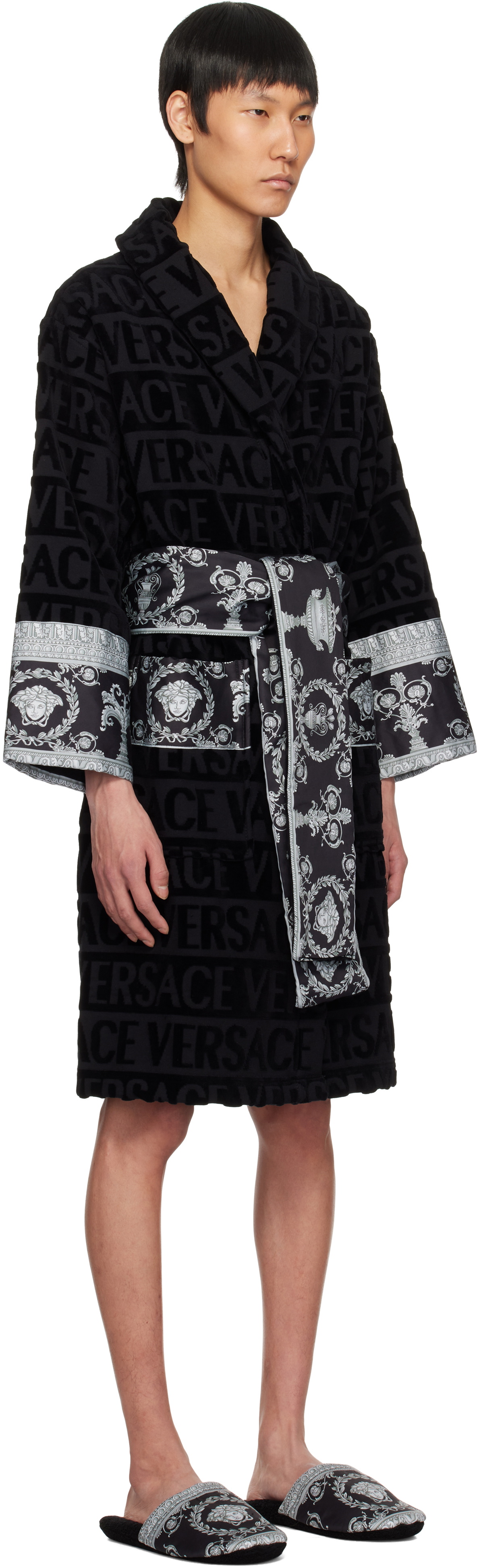 Versace Underwear Black 'I Heart Baroque' Bathrobe