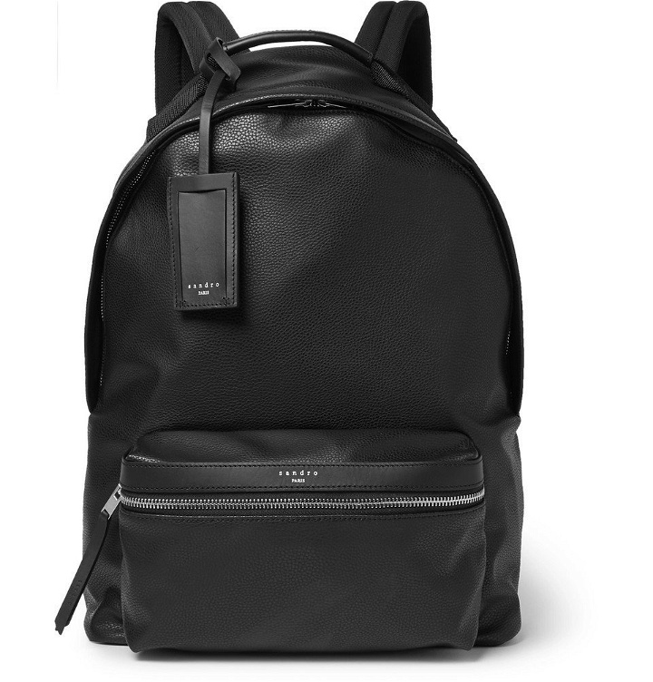 Photo: Sandro - Faux Textured-Leather Backpack - Black
