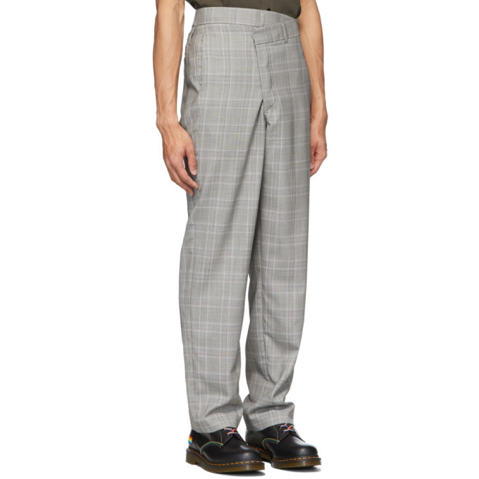 R13 Grey Plaid Crossover Trousers R13