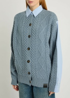 Stella Mccartney Cardigan-effect Wool and Cotton-poplin Shirt Blue