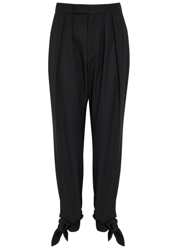 Photo: Chloe Tie-cuffs Tapered-leg Wool Trousers Black