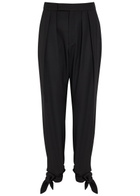 Chloe Tie-cuffs Tapered-leg Wool Trousers Black