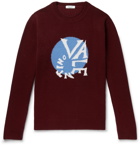 Valentino - Oversized Logo-Intarsia Virgin Wool and Cashmere-Blend Sweater - Men - Burgundy