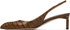 TOM FORD Khaki Shiny Stamped Crocodile T Slingback Heels