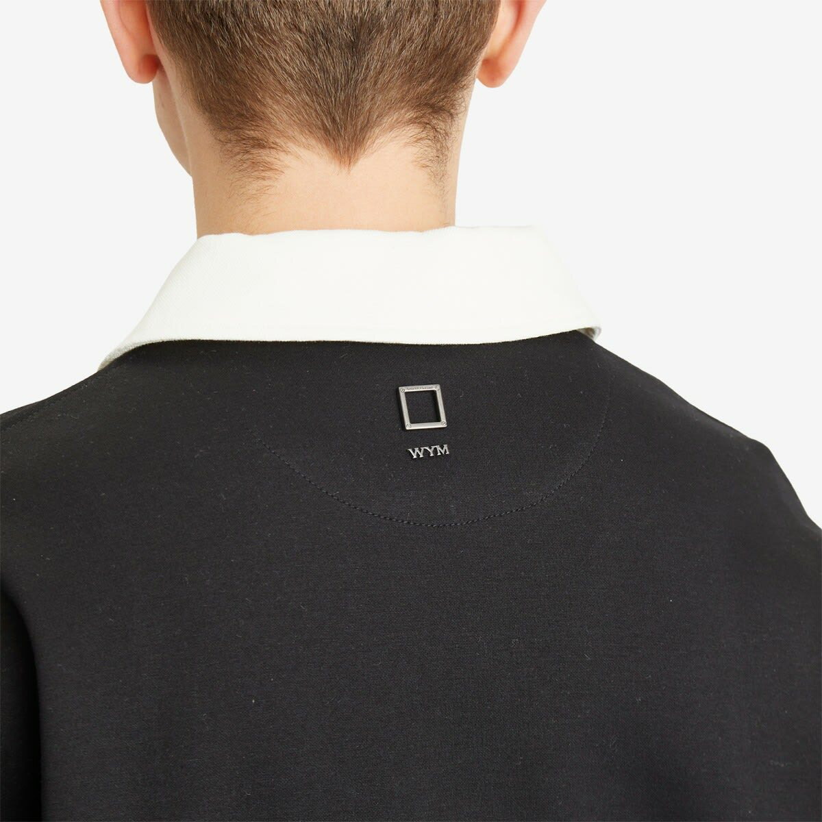 Wooyoungmi Men's Long Sleeve Patch Polo in Black Wooyoungmi