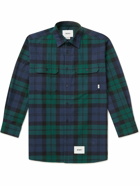 WTAPS - Logo-Appliquéd Checked Cotton-Flannel Shirt - Green