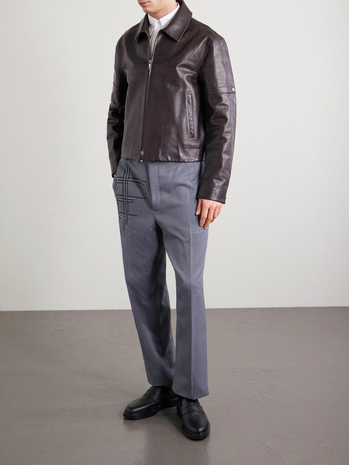 Thom Browne - Leather Jacket - Brown