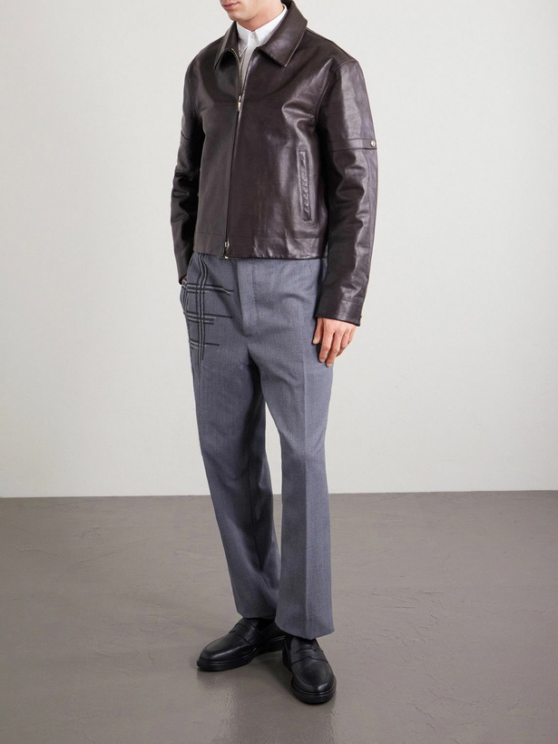 Photo: Thom Browne - Leather Jacket - Brown
