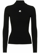 COURREGES - Knit Viscose Blend Logo Top