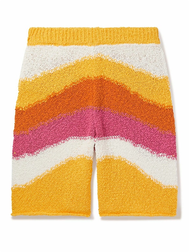 Photo: Marni - Straight-Leg Crochet-Knit Striped Cotton Shorts - Multi