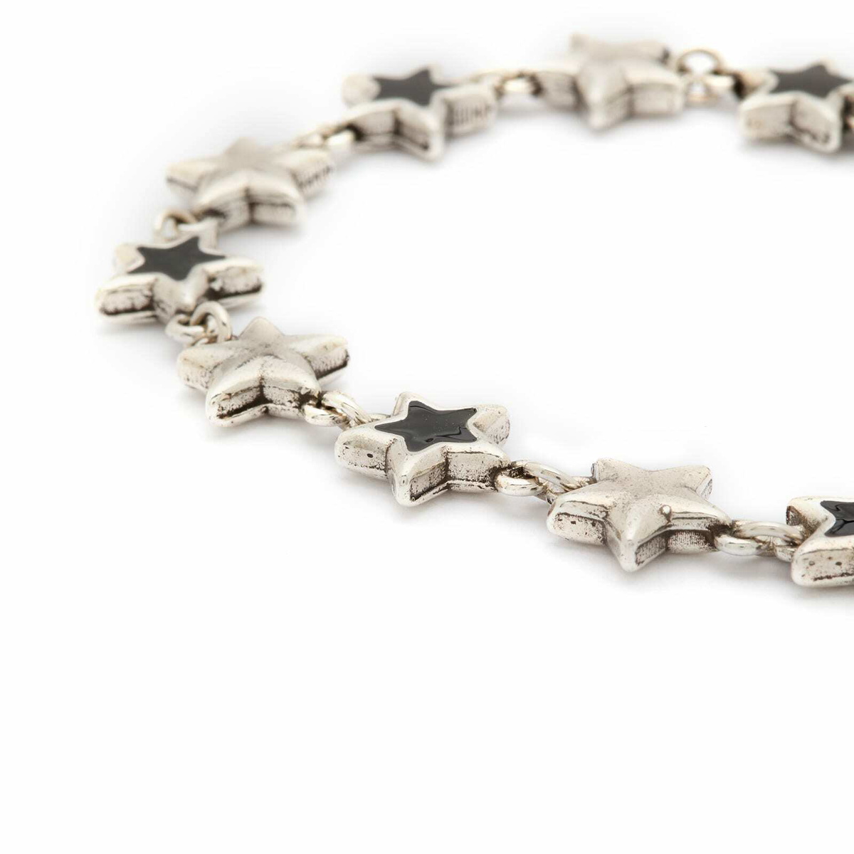 TwoJeys Men's Enameled Stars Bracelet in Black/Silver