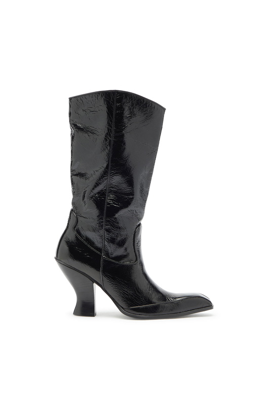 Photo: Diesel D-Luffy - Knee-high boots in patent leather - Boots Womens in Black