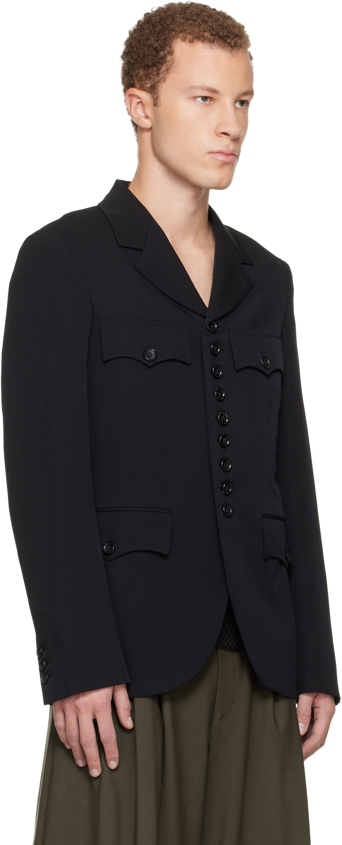 Comme des Garçons Homme Plus Black Wool Gabardine Blazer