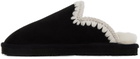 Mou Black Stitch Slippers