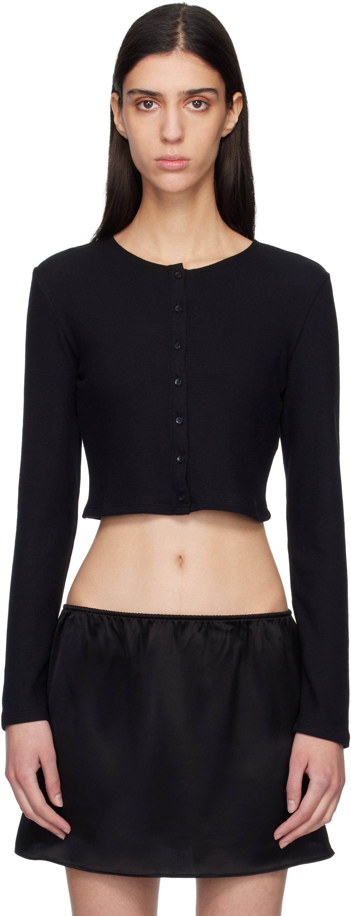 LESET Black Lauren Crop II Cardigan