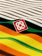 Casablanca - Logo-Appliquéd Striped Wool T-Shirt - White