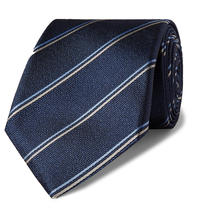 Photo: Canali - 8cm Striped Silk-Jacquard Tie - Blue