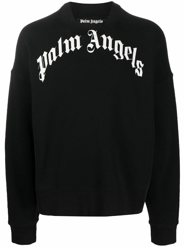Photo: PALM ANGELS - Curved Logo Crewneck Sweatshirt
