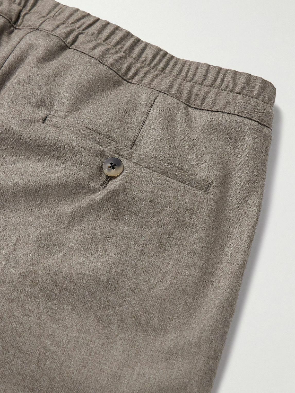 Caruso - Slim-Fit Pleated Wool Drawstring Trousers - Brown