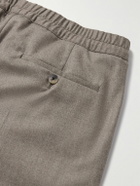 Caruso - Slim-Fit Pleated Wool Drawstring Trousers - Brown