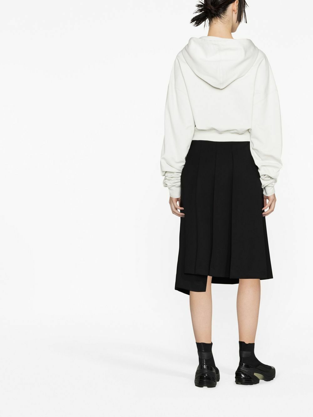 OFF-WHITE - Cropped Cotton Hoodie