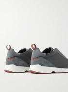 Loro Piana - Modular Walk Leather-Trimmed Canvas and Suede Sneakers - Gray