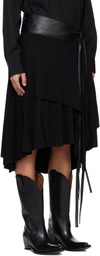 AARON ESH Black Jersey Wrap Midi Skirt