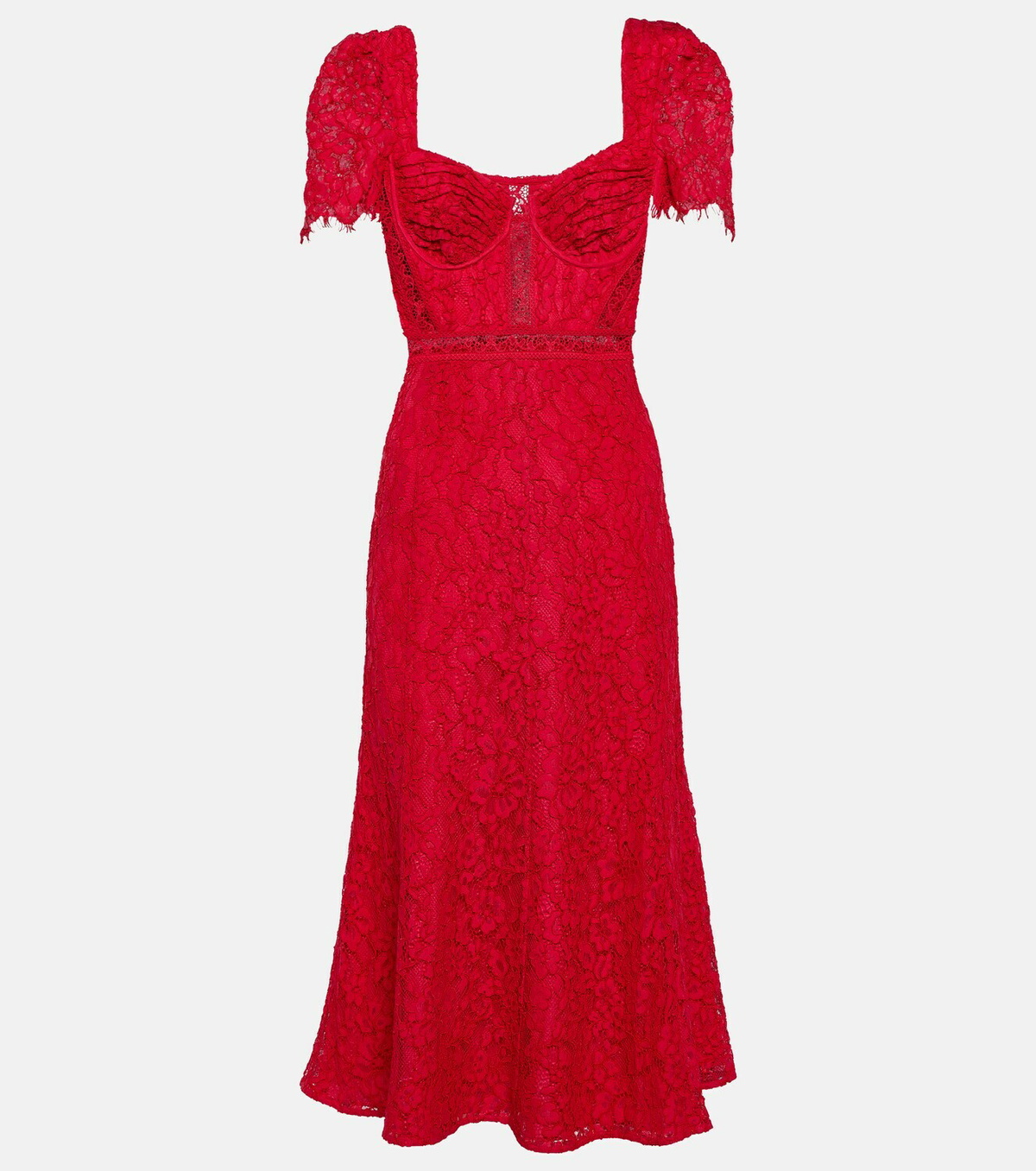 Self Portrait Lace Crêpe Midi Dress Self Portrait 8397