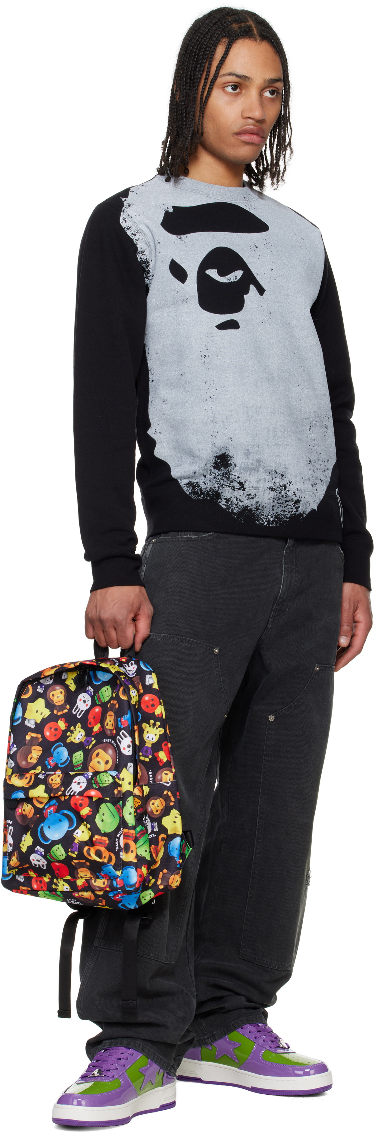 BAPE Black Milo 3D All Print Pattern Medium Backpack