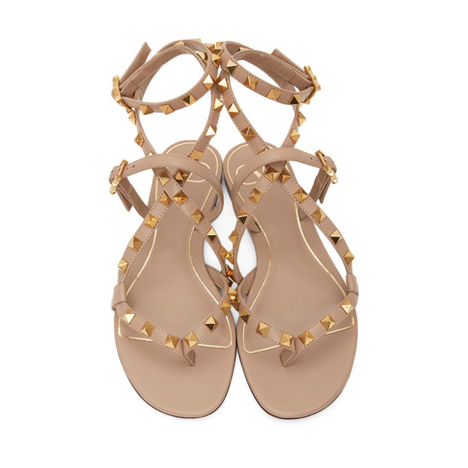 Rockstud flair nappa discount leather flat sandal