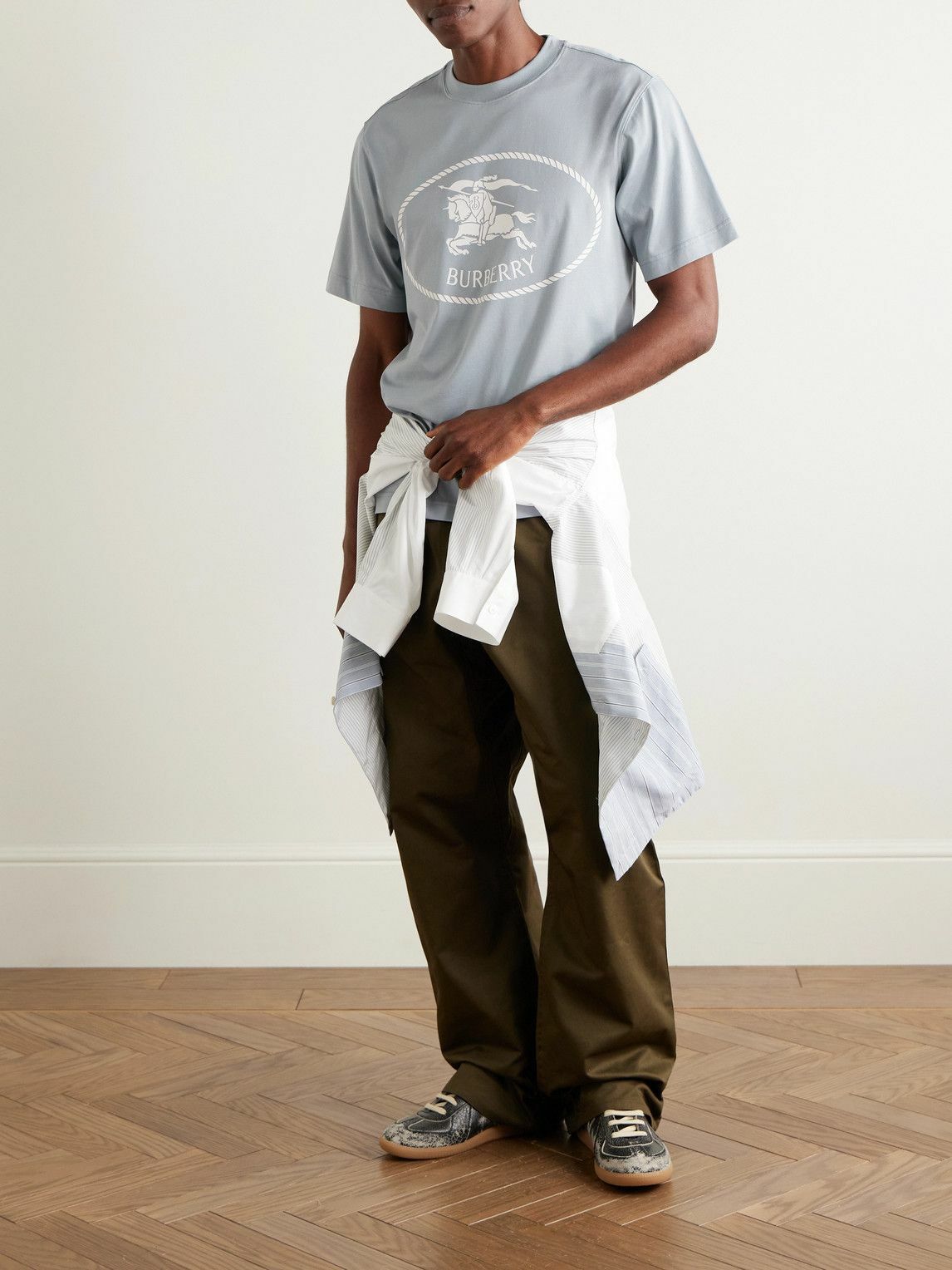 Burberry - Slim-Fit Logo-Print Cotton-Jersey T-Shirt - Blue